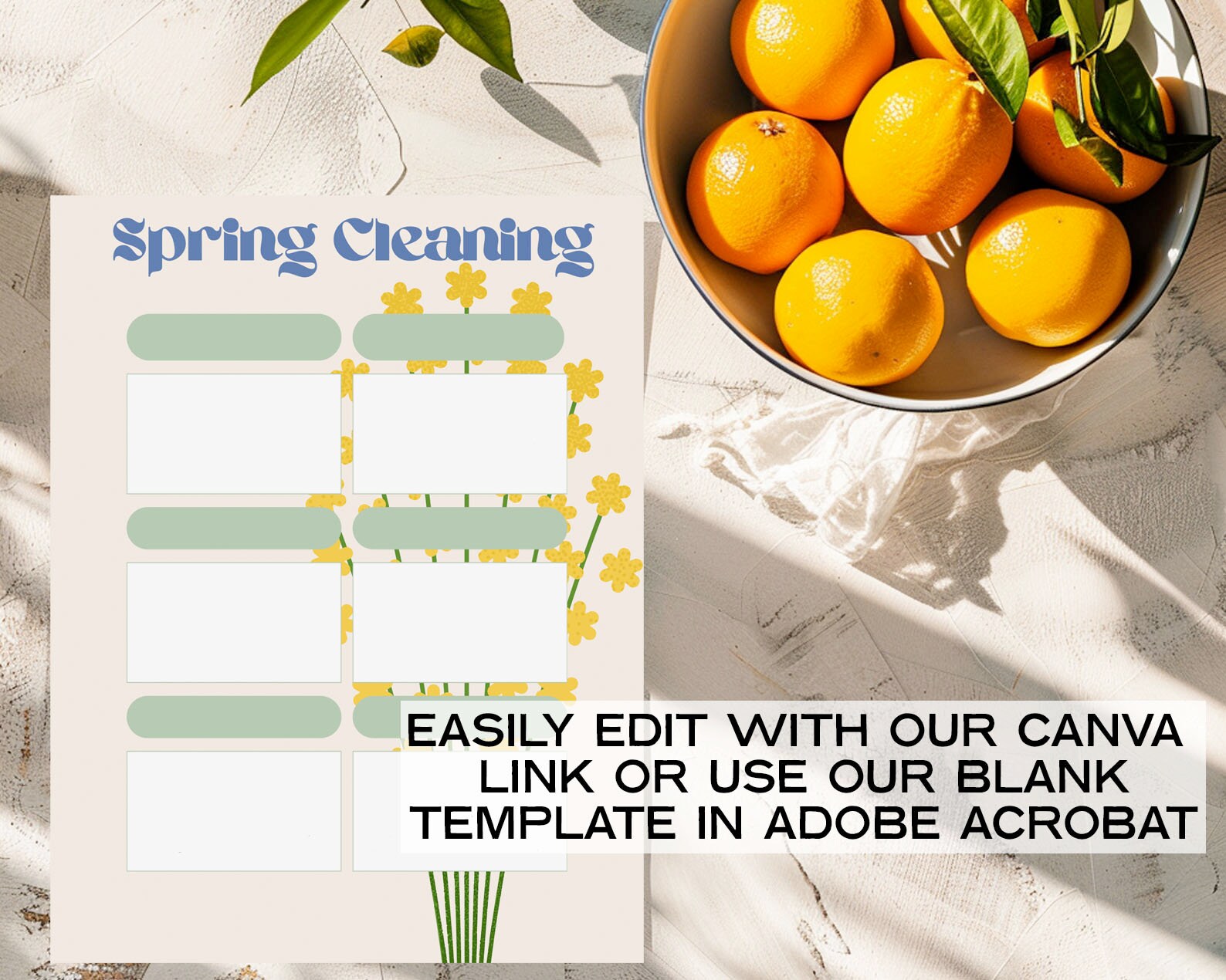Digital Spring Cleaning Checklist Blank Copy and Pre Filled Suggestions ...