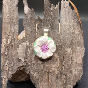 Polymer clay, pendant, necklace, flower, gift