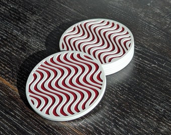 3D printed coasters (set of 4) - original modern design with embossed pattern - style: waves