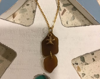 Authentic seaglass with starfish charm necklace
