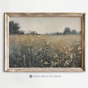 Ethereal Wildflower Meadow | Soft Wildflower Printable Wall Art | Botanical Countryside Decor | Printable Vintage Art Digital Download