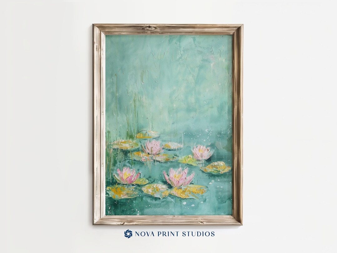 Serene Lotus Pond | Tranquil Water Lily Printable Wall Art | Soft ...