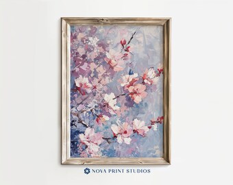 Impressionist Sakura Canopy | Textured Cherry Blossom Printable Wall Art | Spring Floral Blossom Decor | Printable Art Digital Download