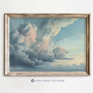 Ethereal Cloud Sky | Cloudscape Printable Wall Art | Serene Blue Skies Wall Decor | Peaceful Atmosphere | Vintage Art Digital Download