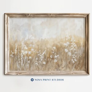 Neutral Wildflower Field | Floral Printable Wall Art | Soft Beige Floral Art | Printable Vintage Art Digital Download