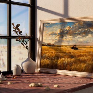 Golden Wheat Fields | Rural Landscape Printable Wall Art | Farmhouse Sunset | Countryside Decor | Printable Vintage Art Digital Download image 4