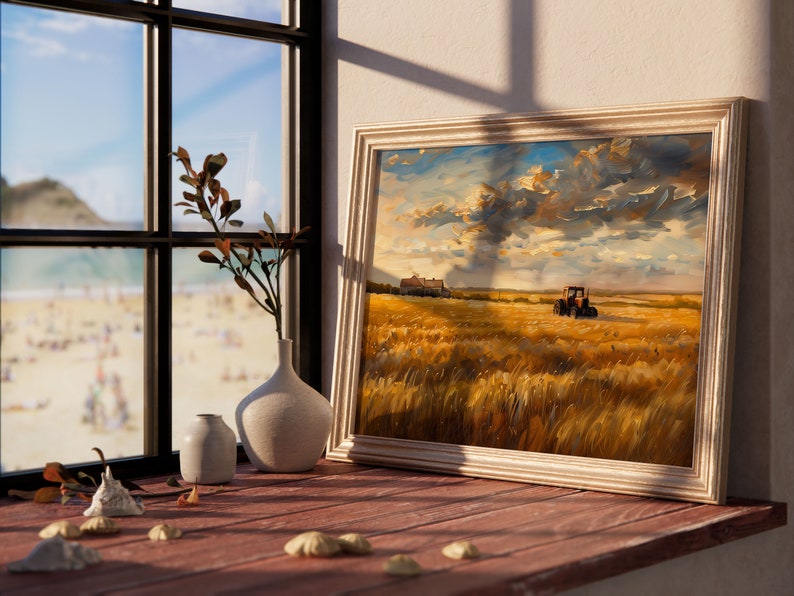 Golden Wheat Fields | Rural Landscape Printable Wall Art | Farmhouse Sunset | Countryside Decor | Printable Vintage Art Digital Download image 4