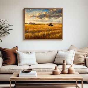 Golden Wheat Fields | Rural Landscape Printable Wall Art | Farmhouse Sunset | Countryside Decor | Printable Vintage Art Digital Download image 6