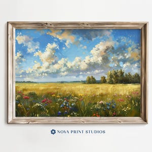 Sommerwiese | Wildblumen Feld Landschaft druckbare Kunst | Landschaft Decor | Druckbare Vintage Kunst Digitaler Download