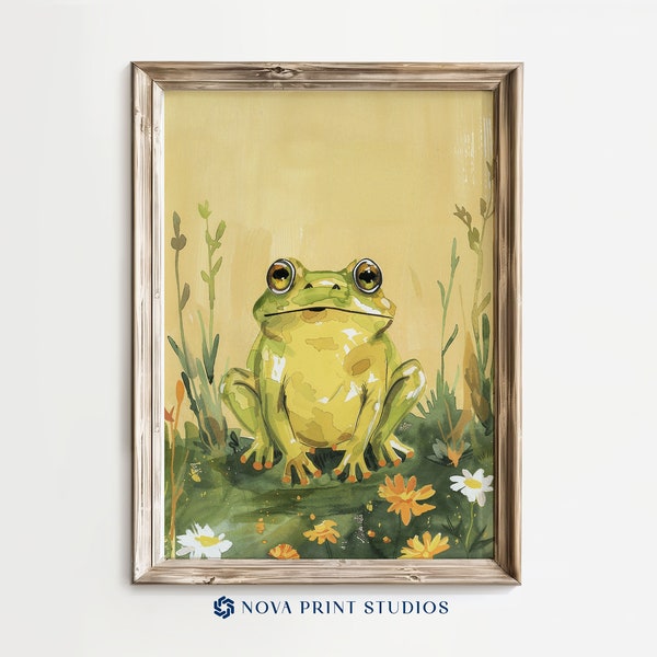 Charming Garden Frog | Spring Nature Printable Wall Art | Whimsical Wildlife Decor | Froggy Meadow Print | Printable Art Digital Download