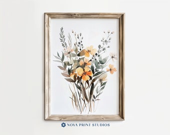 Soft Wildflowers | Neutral Floral Printable Wall Art | Earth Toned Flowers | Minimalist Botanical Artwork | Printable Art Digital Download