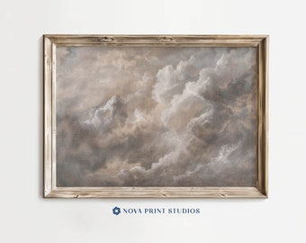 Ethereal Cloudscape | Textured Cloud Sky Printable Wall Art | Abstract Neutral Cloud Decor | Vintage Art Digital Download