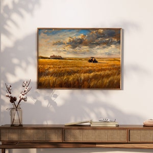 Golden Wheat Fields | Rural Landscape Printable Wall Art | Farmhouse Sunset | Countryside Decor | Printable Vintage Art Digital Download image 8