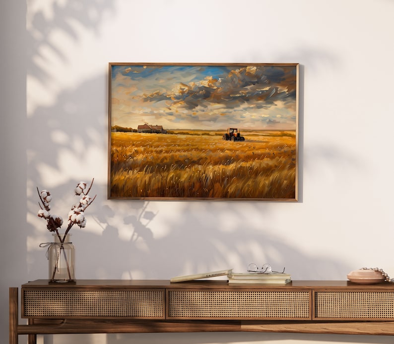 Golden Wheat Fields | Rural Landscape Printable Wall Art | Farmhouse Sunset | Countryside Decor | Printable Vintage Art Digital Download image 8