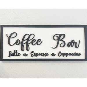 3D Wood Coffee Bar Sign: Personalized Kitchen Decor