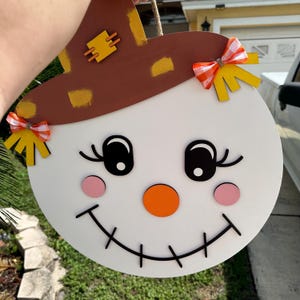 3D Scarecrow Door Hanger: Fall Porch Decor, Wooden Sign