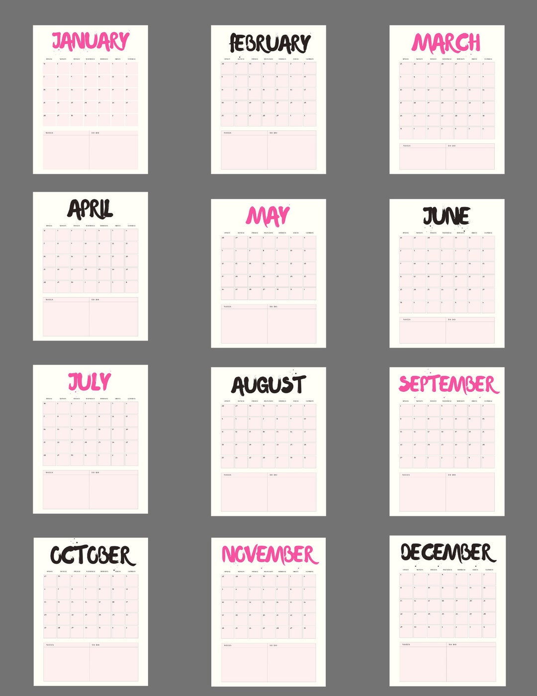 Cute Monthly Printable Planner 2024 Calendar - Etsy