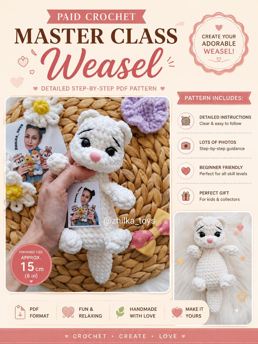 Weasel Rochet Pattern Weasel Crochet Pattern PDF, Amigurumi Plush Toy Tutorial, Beginner ...