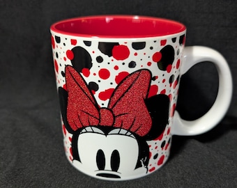 Large 20 Ounce Ceramic Minnie Mouse Glitter Coffee Mug