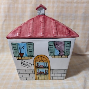 Vintage Italian Hand Painted Ceramic Cookie Jar
