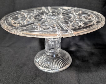 Vintage Crystal Pedestal Cut Glass Cake Stand