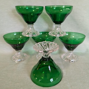 Anchor Hocking Green Boopie Sherbet/Champagne Glasses (Set of Six)