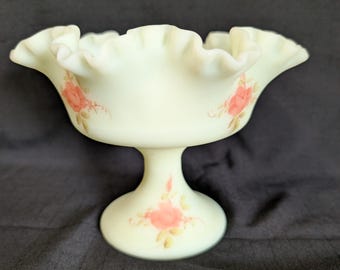 Compota de cristal para flan pintada a mano de Fenton Art Glass (contiene uranio).