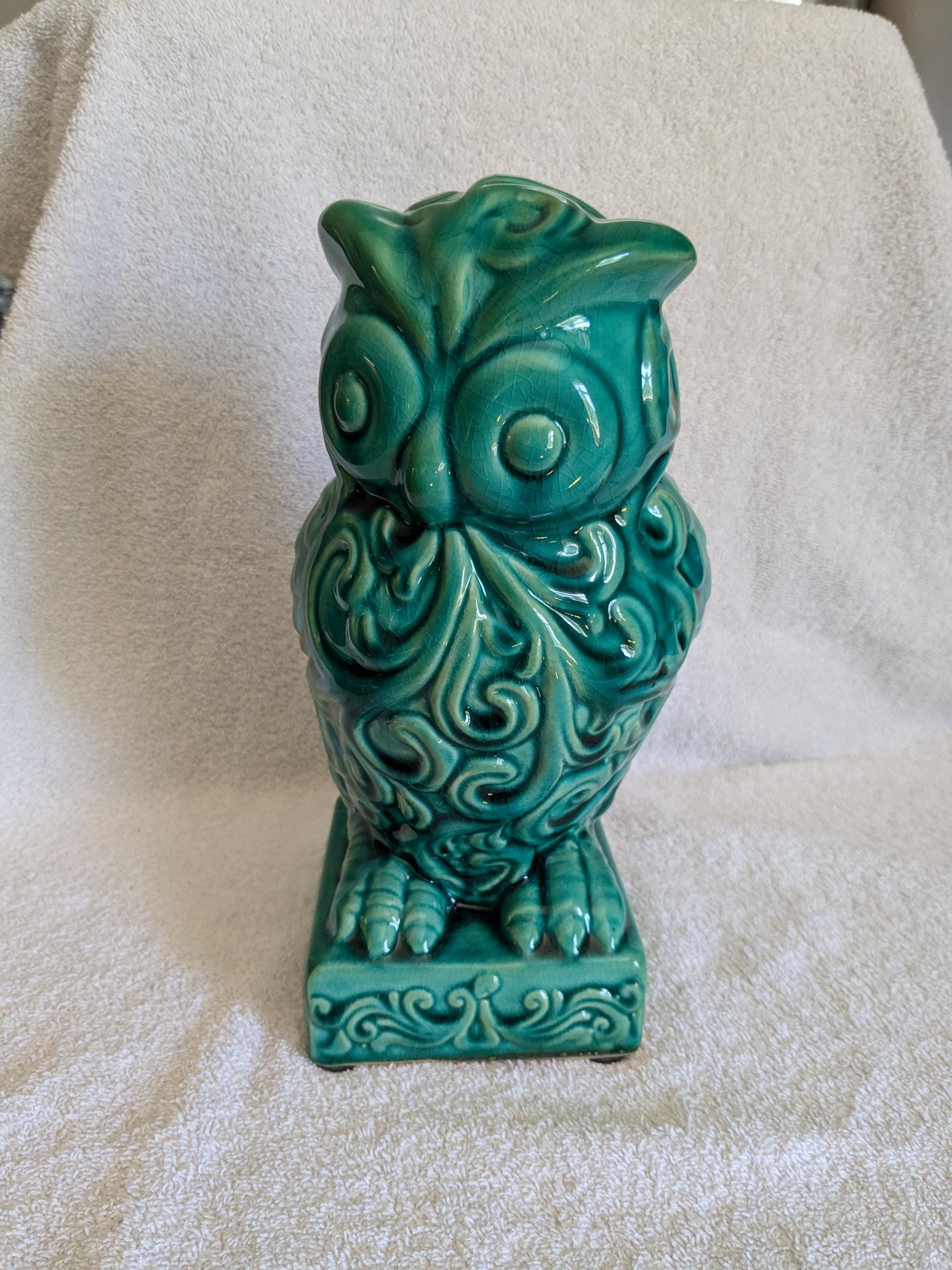 Vintage Turquoise Ceramic Owl