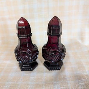 Avon 1876 Cape Cod Ruby Red Salt and Pepper Shakers