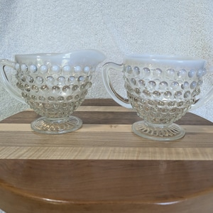 Anchor Hocking Moonstone Creamer and Sugar Bowl