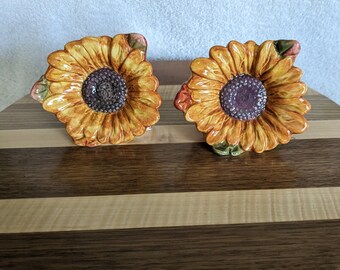 Harvest Sunflower Porcelain Salt & Pepper Shakers.