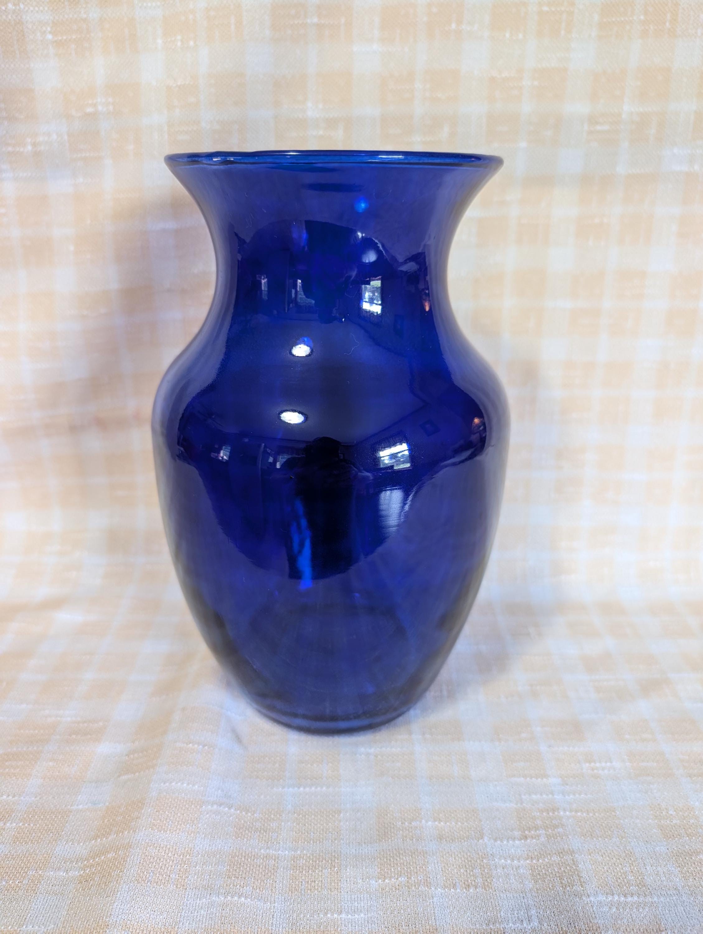 Vintage Blue Glass Vase - Etsy