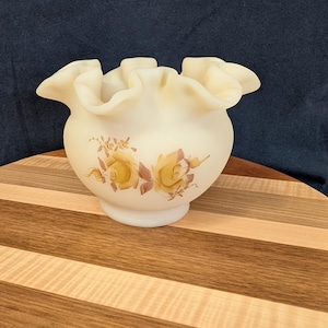 Fenton Custard Uranium Glass Vase Hand Painted - Etsy