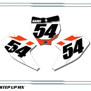 KTM 65 SX 2016-23 Nummerplåtsdekaler med ditt namn och nummer