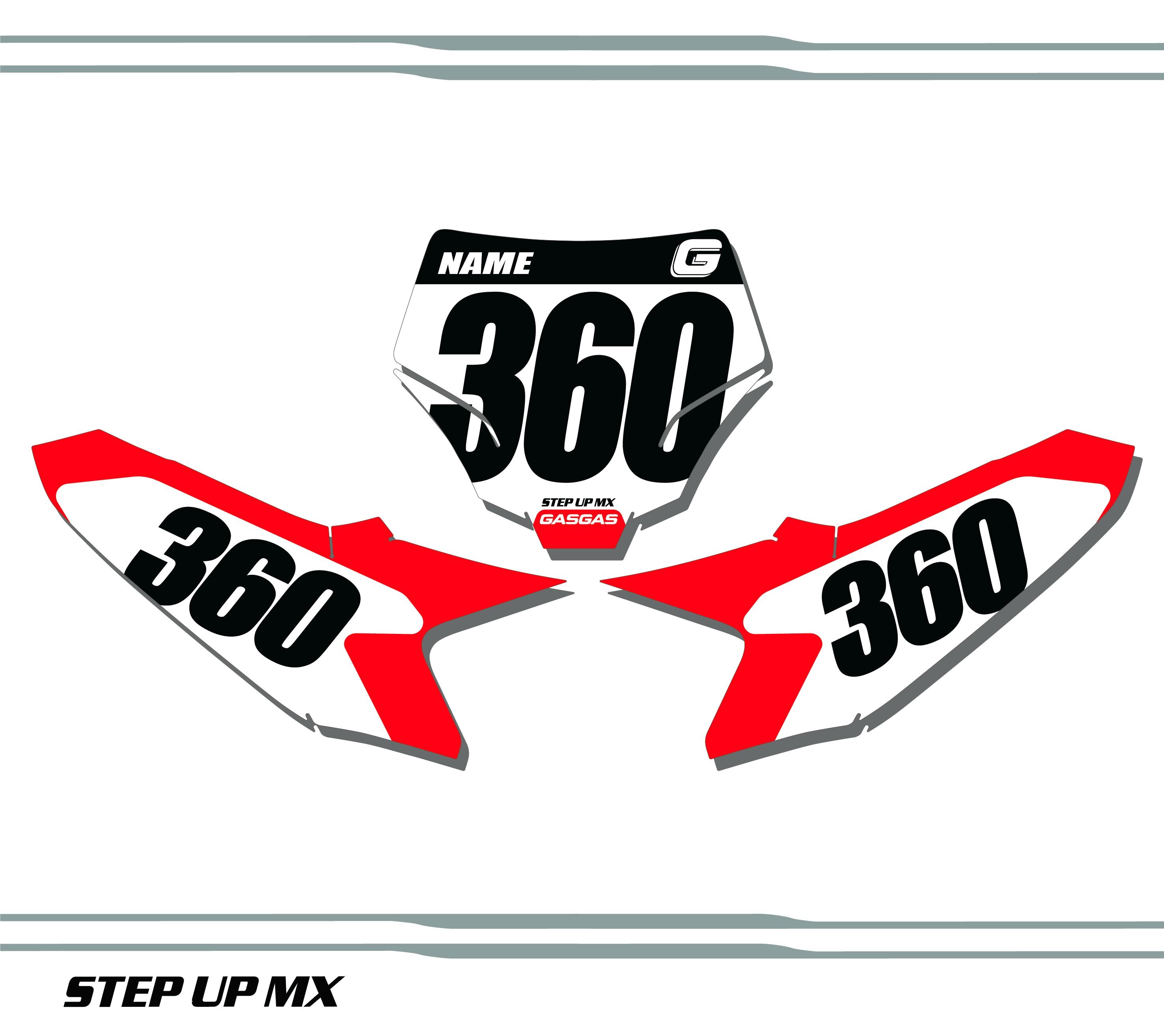 Gas Gas MC50 2024-25 Number Plate Decals with your name and number