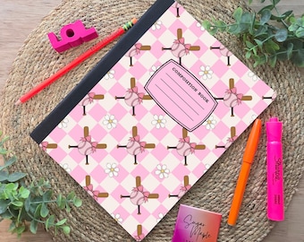 Printable Composition Notebook Cover | Pink Baseball, Back to School (Digital Download)