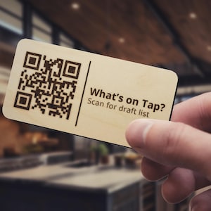 QR Code Sign | Wooden QR Code Magnet Sign | Social Media QR & Payment Qr Code Signs | Small Qr Code Display - Personalized w/ Business Logo