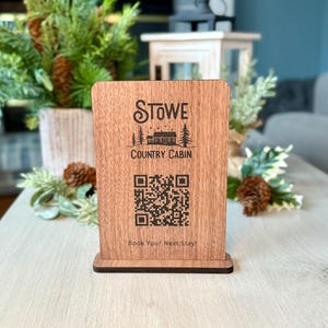 QR Code Sign for Business | Wooden QR Code Table Sign | Logo QR Sign | Standing Venmo Sign | Custom Social Media Sign Payment Options & Menu