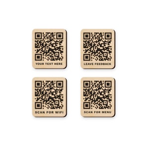 Custom QR Code Sign | Wooden QR Code Sign Magnet | Small QR Code Sign Personalized for Business or Home, Engraved Square Qr Code