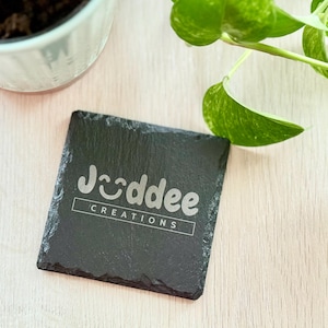 Posavasos de piedra personalizados / Posavasos de pizarra grabados a láser / Juego de posavasos personalizados / Posavasos grabados a medida / Posavasos con logotipo personalizado