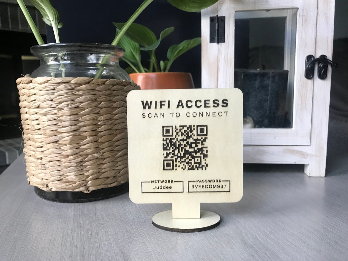 Wooden Wifi Password QR Code Sign: Tabletop Display - Etsy