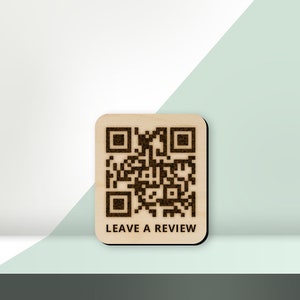 Custom QR Code Sign | Wooden QR Code Sign Magnet | Small QR Code Sign Personalized for Business, Home, Airbnb, Office, Classroom, and more!