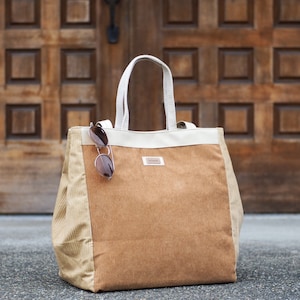 NUEVO / Hecho a mano en Canadá / Bolso de mano, bolso de playa, bolso de compras, bolso de hombro único beige y marrón
