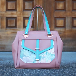 NUEVO / hecho a mano en Canadá / bolso de mano, bolso de negocios, bolso de hombro único en color rosa turquesa, regalo para ella