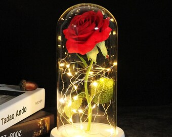 Timeless Love: Elegant Eternal Rose under Glass Dome - Perfect Valentine's, Anniversary, Wedding Gift