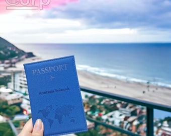 Personalized Passport Holder : Custom Travel Wallet Cover for Passport - Add Your Name, gift travel