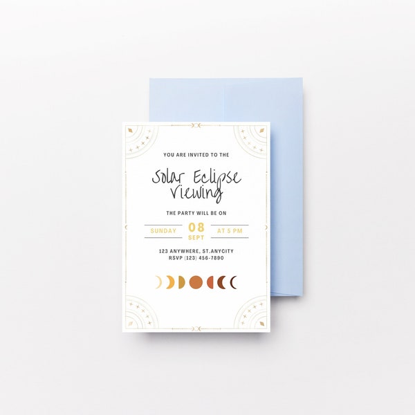 Eclipse Invitations - Canva Eclipse Party Invitation - Customizable Printable Invitation