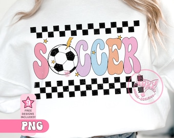 Checkered Soccer PNG, Sports Soccer Sublimation Designs, Trending Now Digital Sublimation Designs, Digital Download, Retro Popular Png