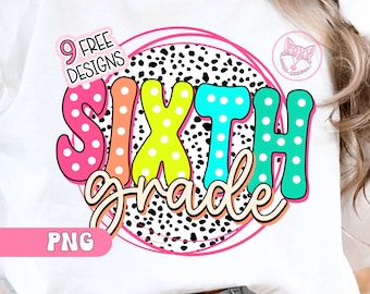Sixth Grade Retro First Day Of School Png Dalmatian 6th Grade Teacher School Shirt Png Back To School Sublimation Designs Download Png