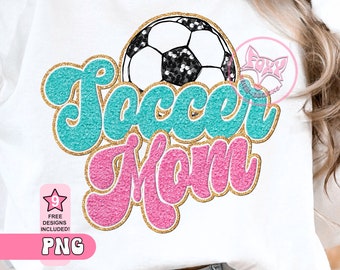 Game Day Soccer Mom PNG Faux Embroidery Chenille Sequin Sublimation Patches Designs Popular Now Digital Download Art Product Best Seller